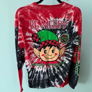 Simply Southern Shirt Womens Medium Tie Dye Santa Elf Merry Christmas Holiday
